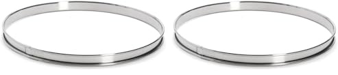 DE BUYER - Cercle à tarte rond en inox à bord roulé - 28 x 2 cm - Surface Lisse, Démoulage Facile, Pour des Résultats Sans Défaut et Délicieux, Argent (Lot de 2)