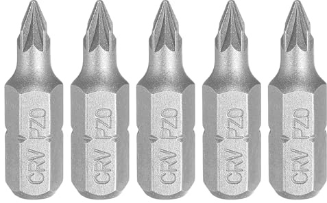sourcing map 5pcs PZ0 Screwdriver Bits 1/4 Hex Shank Head 1 Length CR-V Steel Phillips Slotted Drill Bits for Repair Work Electric Screw Driver