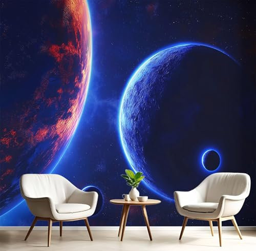 Fotomurales Decorativos Pared Universo Azul,200×150cm Azul Papel Pintado Tejido No Tejido, Espacio Exterior Fotomural XL 3D Mural Paredes Papel Tapiz Decoración Salón Dormitorio
