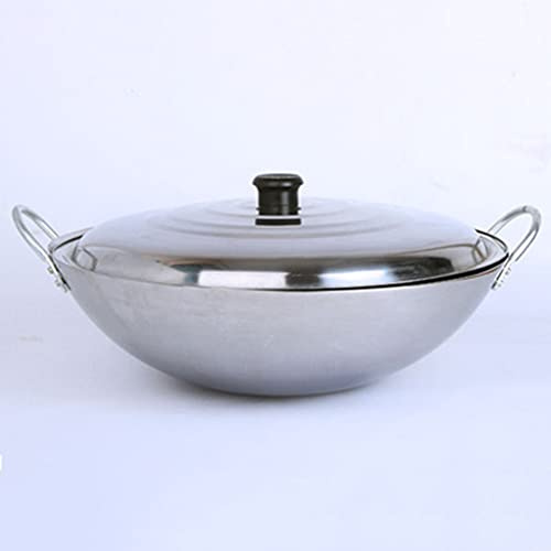 Wok commerciale con coperchio in acciaio inox spesso 40 cm, antiaderente, non magnetico, distribuzione uniforme del calore, ideale per hotel, ristoranti e mense, meno fumo oleoso