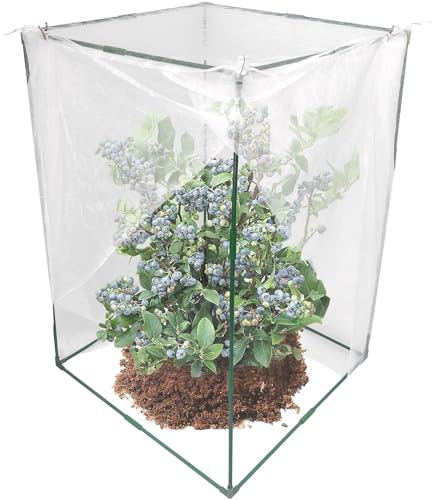 Red de malla resistente para pájaros, 85 x 85 x 125 cm, cubierta protectora de apertura y cierre rápido para tomate, arbustos de arándanos, árboles frutales, cigarra, animales y barrera de plagas