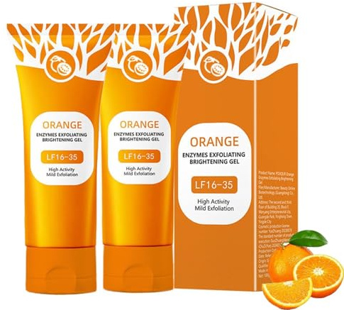 Natürliches Orange Peeling Gel, 2025 New Orange Gesicht Reinigung Peelings Reinigungsgel, Orange Brightening Exfoliating Peeling Gels für das Gesicht und Körper, Für Gesicht Tiefenreinigung (2PC, 50g)