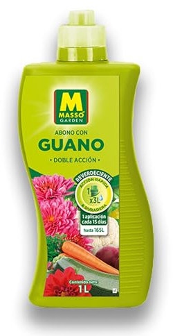 Abono con GUANO con Doble Acción MUY EFICAZ 1 Litro | Fertilizante líquido órgano-mineral NPK con Guano y Micronutrientes muy efectivo para huerto y plantas ornamentales | Nexum Market