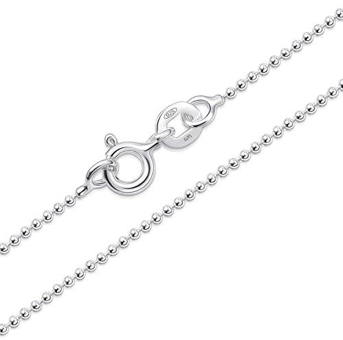 Amberta Solid 925 Sterling Silver Chain for Women Men | Super Thin Dainty & Sturdy Box Curb Singapore Beaded Snake Paperclip Necklace Delicate 16/18/20/22/24 inch