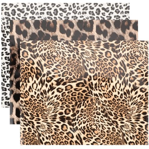 Artibetter Wärmeübertragungsfolie Leopardenmuster 3 Stück Pu Transferfolie Zum Aufbügeln Für T-Shirts Hoodies Baby-Kleidung Kissen Und Tragetaschen Schneidbar Hitzebeständig Für Diy Textilgestaltung