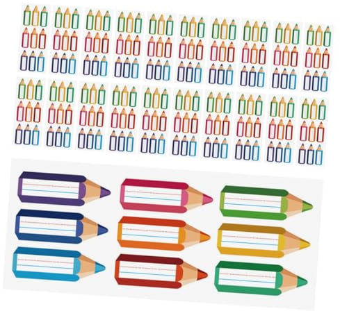 DIYEAH 30 Hojas Etiquetas de Nombre para Pegatinas Adhesivas con Diseño de Lápiz Área para Escribir Fácilmente Etiquetas Creativas para Escuela y Aula Infantil