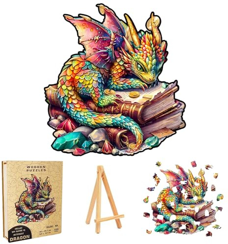 Holzpuzzle Drache Erwachsene, 166 Teile Juwel Drache Holz Puzzle Erwachsene | Tierform Wooden Puzzle, UnregelmäßIge Einzigartige Holzpuzzle Für Erwachsene Kinder Geburtstag Geschenke