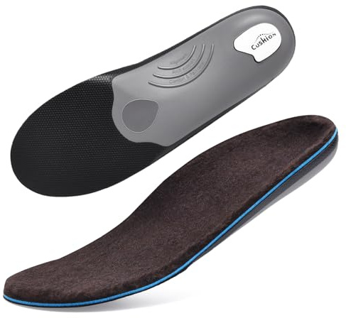 VALSOLE 250+lbs Winter Thermal Wool Insoles for Men Women,Plantar Fasciitis Orthotics Insert,for Flat Feet,High Arch,Foot Pain,Standing All Day Boot Work Shoe Warm Insoles(270mm)