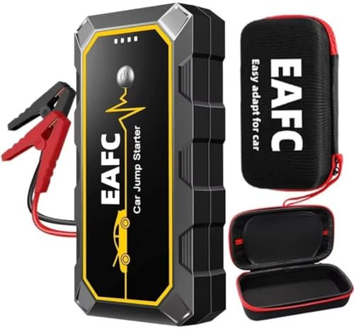 EAFCAuto Arrancador de batería para Coche de 12V 1200A, Cargador de Emergencia, luz LED SOS para Uso en emergencias, Dispositivo de Arranque, para Gasolina de 4,0 L/diésel de 2,0 L, con Bolsa de EVA