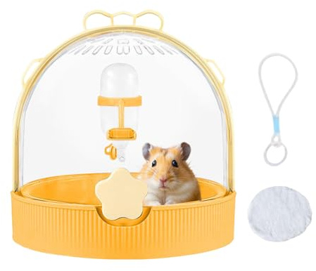 Hamster Transport Box, Transport Cage, Small Animal Cage - Clear Pet Accessories with Water Bottle for Hedgehog, Ferrets, Mice, Chinchilla, Camping, Holiday, Travel, for Outdoor and