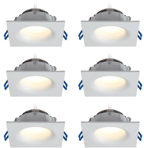HCFEI LED Einbaustrahler Set eckig - weiß 5 Watt dimmbar 230V flach blendfrei – Einbauleuchte Ø 68mm Bohrloch – Einbau-Spot Decken-Strahler Deckeneinbaustrahler (6er set - Warmweiß)