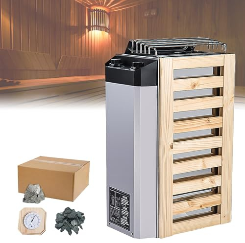 LADECNERHT Stufa per Sauna, Stufa Elettrica da 3,6 Kw 220 V per Sauna, Stufa per Bagno Turco Integrata con Controllo, Timer da 3 Ore E Temperatura Regolabile Fino a 70-150 Piedi Cubi