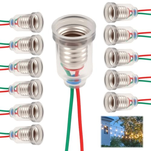 12 Stück E10 Lampenfassungen Mit Draht 220V 0,5A 5W, E10 Fassung mit Draht Light Base Sockel für LED, Lampenfassung für Physikexperimente, Elektrische Tests und Niederspannung Beleuchtung