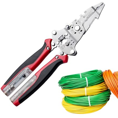 Dubbulon Herramienta Pelacables - Tijeras Multifunción Para Alambres,Pelacables Multifuncional | Para Electricistas Mantenimiento Y Entusiastas De Manualidades Para Conexiones Aisladas Y No Aisladas
