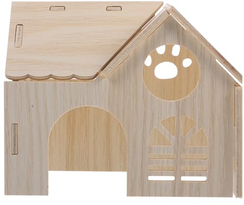 Abaodam Cabane en Bois pour Hamsters et Petits Rongeurs Cachette Intérieure Toit Sombre Maison D’Intérieur Polyvalente pour Cage Accessoire Naturel Solide pour Jeu et Sommeil