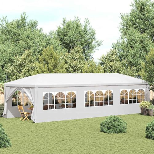 Massbinet Premium Pavillon Wasserdicht Stabil Pavillon mit Seitenwänden Partyzelt für Camping Party 3x9 m Weiß