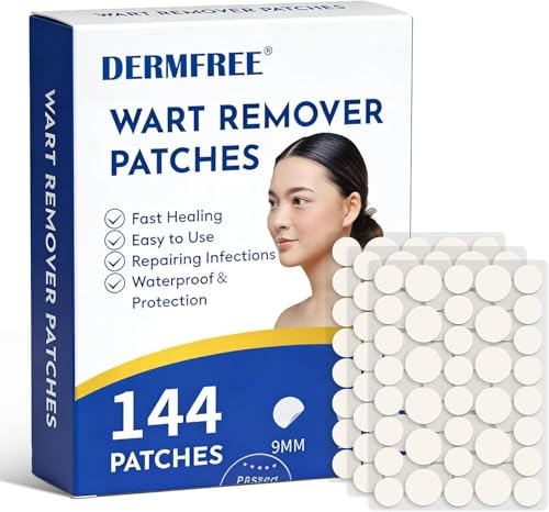 Sadkiss Maximum Strength Wart Remover Patches, Hydrocolloid Invisible Sticker for Neck, Feet, Hands Skin – Waterproof, Fast Acting, Invisible Protection, 1 Box (144 Patches)