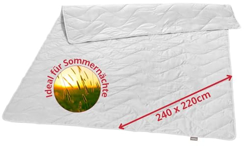 liebling Wildseide Sommerdecke 240x220 cm, leichte Wildseidendecke | Sommerbettdecke, Seidendecke 240 x 220 cm, Sommer Bettdecke, Seidenbettdecke, 100% Baumwolle, Made in EU, Waschbar