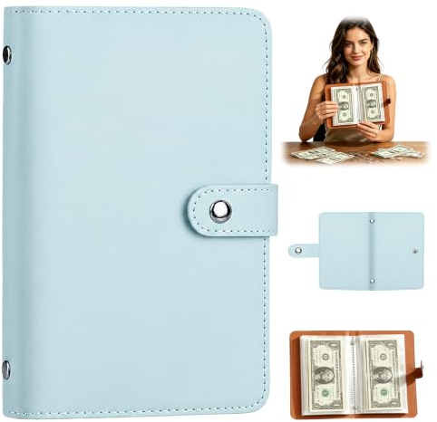 Money Saving Wallet for Budget Challenge, Cash Saving Binder in A6 Size to Organize Cash with 100 Envelopes, Track Daily Expenses for Home Budget Planning, Personal Finance Management and Family Money