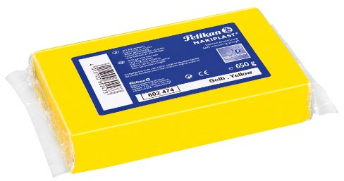 Pelikan Knete Nakiplast, Wachsmasse mit Bienenwachs, 650 g, gelb, 1 Block