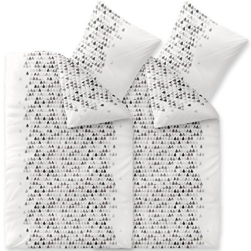 CelinaTex Touchme Ropa de Cama de Castor 155 x 220 cm Funda nórdica de algodón de 4 Piezas Rabea corazón Blanco Gris Negro