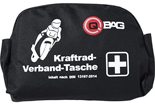 QBag Erste-Hilfe-Verbandtasche DIN 13167-2014 – Kompakt – Für Motorrad schwarz