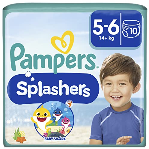 Pampers Pannolini per bambini taglia 5-6, Splashers, pannolino da nuoto usa e getta per una protezione sicura in acqua, 10 pannolini da nuoto