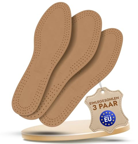 Lenzen 3 Paires de Semelles Intérieures en Cuir de Mouton avec Charbon Actif I Semelle Intérieure extra Mince pour Chaussures Femme et Homme (38 EU)