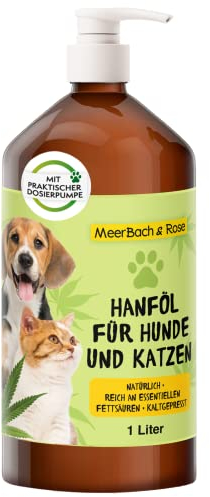 1 Liter Hanfsamenöl für Tiere, Hanfsamenöl für Hunde und Katzen, Barf Öl Hund, Fischöl für Hunde, Naturprodukt
