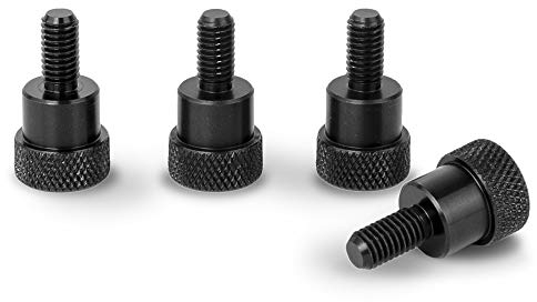 PrecisionGeek Tornillo para pulgar de hombro Aluminio Negro M6 x 10mm L-22mm 4pz