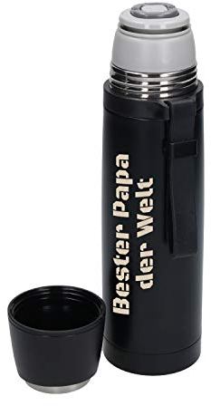 Personalisierte Thermosflasche Edelstahl 'Nevada' - Thermoskanne 0,5l mit Trinkbecher - auslaufsichere vakuum Teeflasche & Kaffeekanne für unterwegs - Geschenkidee für Weihnachten