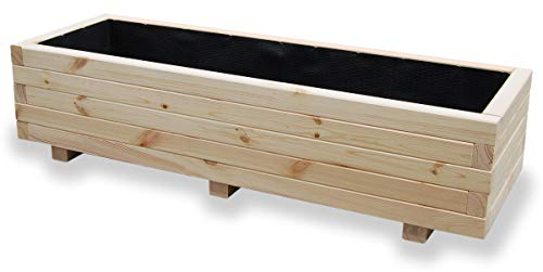 alfalux Hochbeet 115 x 40 x 30H cm mit 2X Wasserablauf Blumenkasten aus Holz Pflanzkübel Garten Balkon Terrasse Pflanzkasten AB115KAN4030