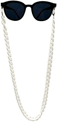 DECKER Brillenkette aus Acryl, Sonnenbrillenhalter, Brillenhalter, zum Aufhängen von Brillen für Damen, Weiss/opulenter Garten, 78cm (30.7 inch)