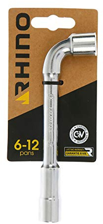 RHINO - Clés tubulaires et à Pipe, Clé à Pipe débouchée 12 mm - Diamètre 12 mm - Empreinte 6/12 pans - Fabriqué en Acier (Chrome Vanadium) - Garantie à Vie - Plusieurs Tailles Disponibles