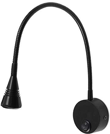 Kwazar Luminaire - Wandlampe mit Schalter - Leselampe Wand - Schwanenhals Lampe LED, 3W, Neutralweiß 4000K, 180lm - Wandleselampe, Bettlampe für Schlafzimmer, Wohnzimmer, Büro - Loris Schwarz