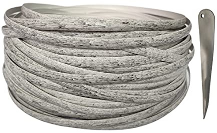Feyart Allwetter-Rattan + Webwerkzeug, Reparatur-Set für Rattan-Gartenmöbel, 25 m, 8.5 mm, Grau meliert