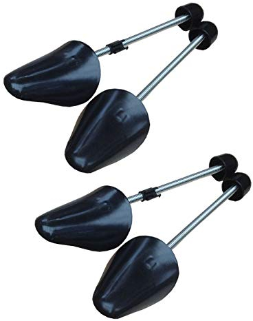 QUUPY Alberi per scarpe in plastica con lunghezza regolabile, 2 paia di barelle a spirale (nero da donna)