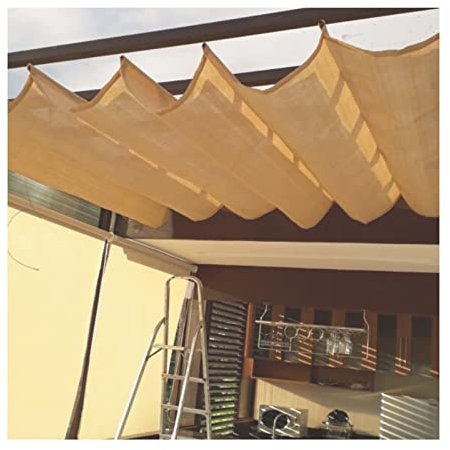 Filet D'ombrage Toile d'ombrage, Voiles D'ombrage Wave Rétractable, Mise À Niveau 2022 Store Enrouleur Coulissant Avec Kit De Montage for Pergola Couverture Abat-jour D'auvent Anti UV, Facile À Instal