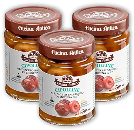 Cucina Antica - Cipolline all'Aceto Balsamico di Modena IGP - 3 Vasetti da 260 g