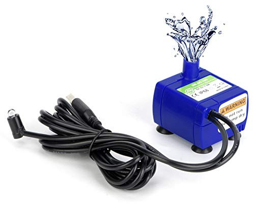 Joyzan Electric Water Feature Pump, Adjustable Pumps for 2.4L USB LED Cat Water Fountain Mini Submersible Pet Aquarium Quiet Pond Statuary Hydroponics Indoor Outdoor Pool Fountains Side Suction Cup