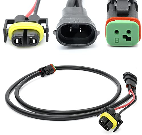 1 x H11 / H8 / H27W/1 880 / H27W/2 881 Fabrik-Nebelscheinwerfer-Verlängerung mit deutschem DT DTP DT06-2S Anschluss Kabelbaum für Hilfs-LED-Offroad-Lichter, Lichtleiste, Pod-Lichter, Arbeitsleuchte