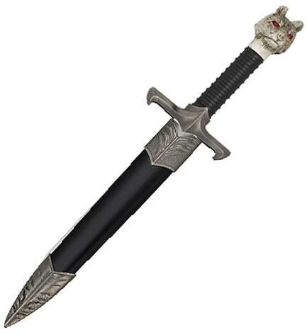 ECOMMUR Daga Ojos-Rojos Negra con Hoja de 16,7cm | Templario histórico de coleccionista con Vaina. Colección de artículos Antiguos
