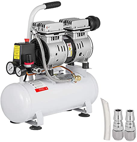 550W Druckluftkompressor, 9L Flüsterkompressor, Druckluftkompressor ölfrei, Öllose Pumpe, Kupfermotor, Geräuscharm