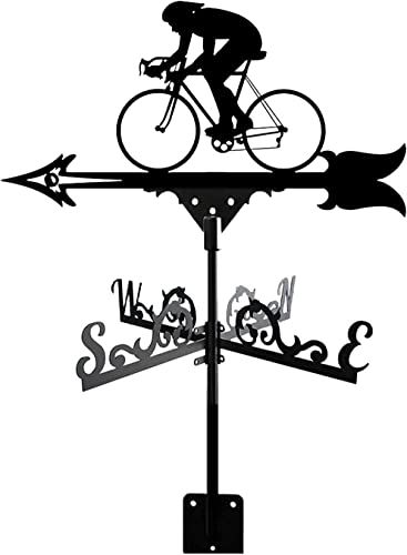 Wetterfahne Fahrrad Radfahrer Wetterfahne Messwerkzeug Edelstahl Langlebig Wetterhahn Richtungsanzeige Gartendekoration mit Montagehalterung (Radfahren)