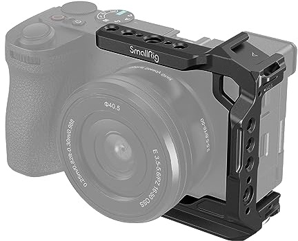SMALLRIG Half Cage Halbkäfig für Sony Alpha 6700/6600/6500/6400, Integrierte Schnellwechselplatte für Arca-Typ, Kamera-Videokäfig mit Schuhhalterung, 1/4''-20 und 3/8''-16 Gewindelöcher – 4337