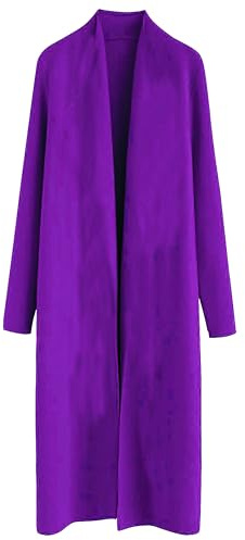 XuBiDuBi Winter Coats for Women UK Plus Size New Ladies Italian Long Coat Waterfall Duster Cardigans Women's jackets Color Purple