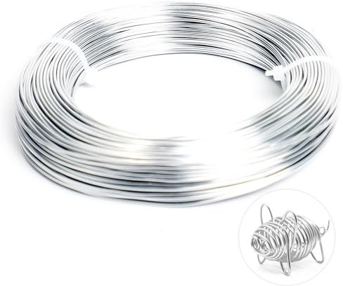 18 Gauge 1mm Aluminium Craft Wire,165 Feet Aluminum Wire Flexible, Metal Craft Wire Metal For DIY Sculptures, Skeleton Modelling, Jewellery, Beading, Wreath Making & Bonsai Trees ﻿(Silver)