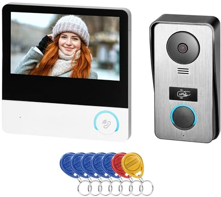 Miratic Kit Videocitofono Monofamiliare a 4 Fili Citofono con Telecamera Touch Screen 7 Kit Videocitofono con Apriporta 6 Melodie Controllo del Volume Full HD RFID