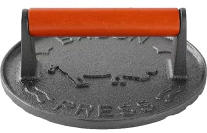 Pressa per carne alla griglia, Pressa per hamburger - Pressa manuale per schiacciapatate in ghisa per hamburger e bacon,Griglia a piastra piatta per cucinare, spatola per barbecue con impugnatura ergo