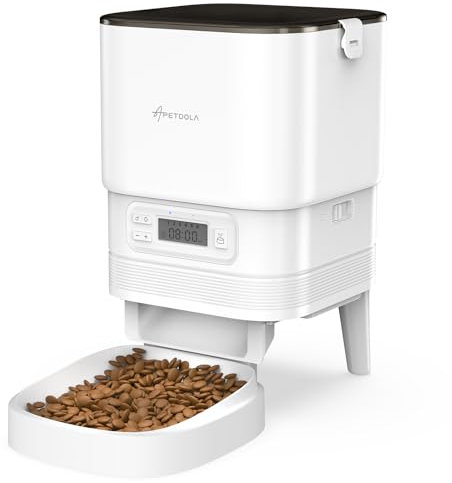 APETDOLA Automatic Cat Feeder, 4L Pet Food Dispenser with Timer, Cat Feeder with 1-6 Meals per Day, Dual Power Supply (AC/DC), Voice Recorder, Automatic Feeders for Cats and Puppy - FD30 (White)